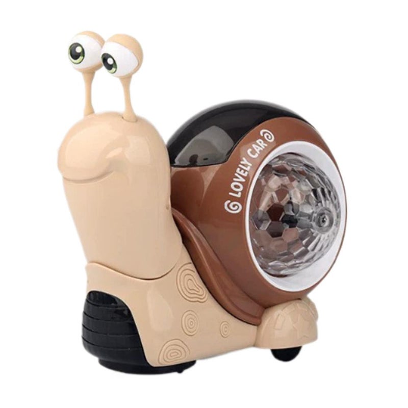 Crawling Toy, Crawling Caterpillar Baby Toy, Electric Snail Design, Lights and Sounds, Interactive with Moving Shell, Encourages Motor Skills, for Toddler Play and Early Learning Development. (Brown) - Image 1